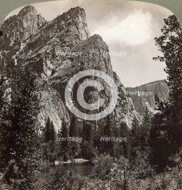The 'Three Brothers', Yosemite Valley, California, USA, 1902. Artist: Underwood & Underwood