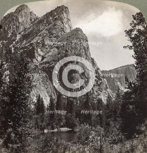 The 'Three Brothers', Yosemite Valley, California, USA, 1902. Artist: Underwood & Underwood