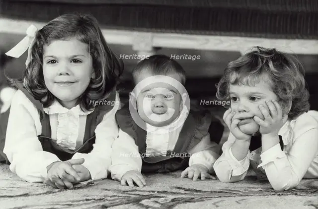 The three children of King Carl XVI Gustaf and Queen Silvia of Sweden, c1982-c1983. Creator: Unknown.