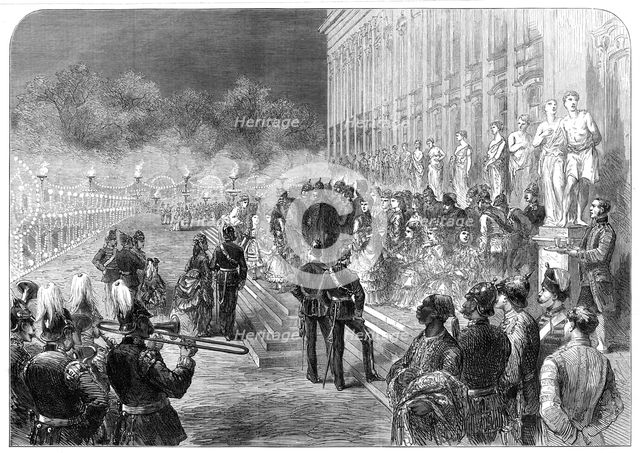 The Three Emperors at Berlin: the Crown Princess's evening garden party at the New Palace..., 1872. Creator: Unknown.