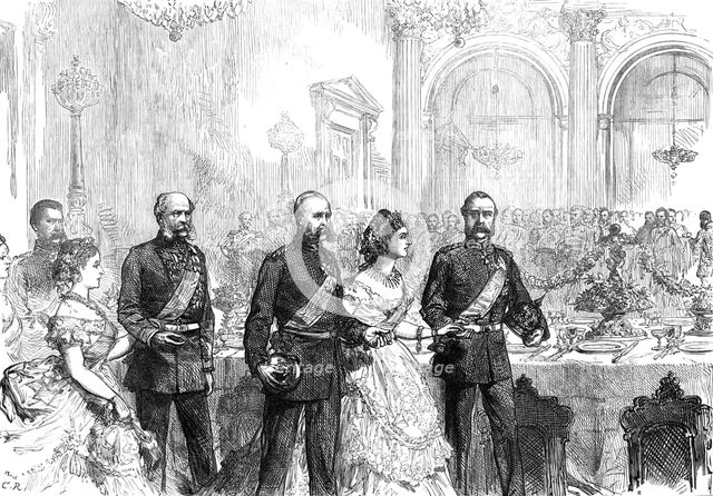 The Three Emperors at Berlin: arrival at the banquet in the White Hall of the Old Palace, 1872. Creator: Unknown.