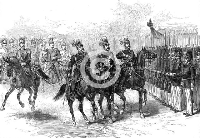 The Three Emperors at Berlin: Grand Review at Tempelhof - the Emperors passing along the line, 1872. Creator: Unknown.