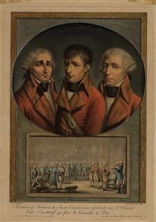 The Three French Consuls: Jean-Jacques Régis de Cambacérès, Napoléon Bonaparte and Charles-François Artist: Duplessis-Bertaux, Jean (1747-1820)