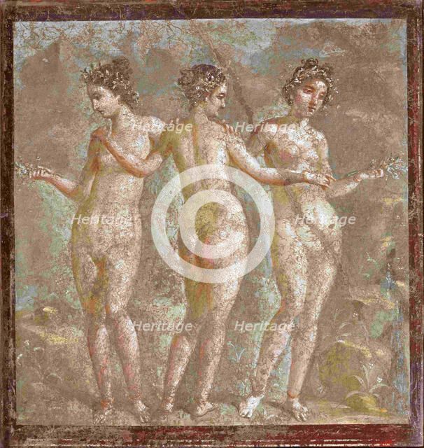The Three Graces, 1st century. Creator: Roman-Pompeian wall painting ().