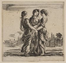 The three graces, from Game of Mythology (Jeu de la Mythologie), 1644. Creator: Stefano della Bella