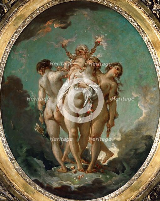 The Three Graces holding Cupid. Artist: Boucher, François (1703-1770)