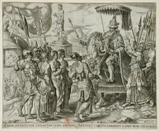 The Three Jews Brought Before Nebuchadnezzar, 1565. Creator: Philip Galle