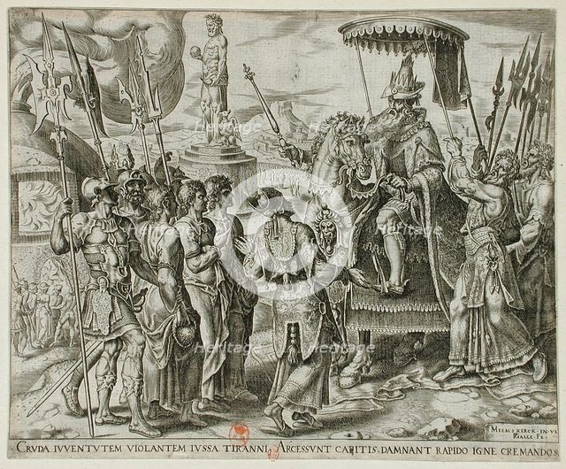 The Three Jews Brought Before Nebuchadnezzar, 1565. Creator: Philip Galle.