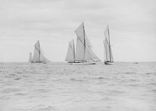 The three ketches Julnar Cariad and Corisande racing upwind, 1913. Creator: Kirk & Sons of Cowes