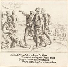 The Three Kings Tell Herod of Christ's Birth, 1549. Creator: Augustin Hirschvogel