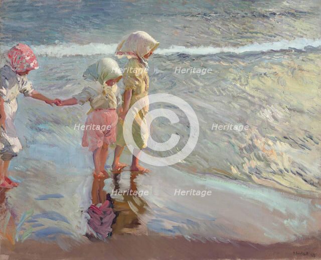The three sisters on the beach, 1908. Creator: Sorolla y Bastida, Joaquín (1863-1923).