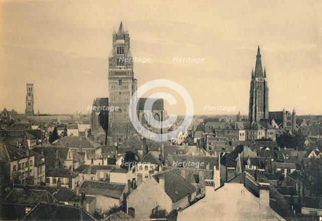 'The three Towers (the Belfry, the Cathedral and our Lady's Church)', c1910. Artist: Unknown.