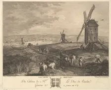 The Three Windmills (Les Trois Moulins) after a painting in the collection of the Duc de P..., 1772. Creators: Balthasar Anton Dunker, Jacques Philippe Le Bas