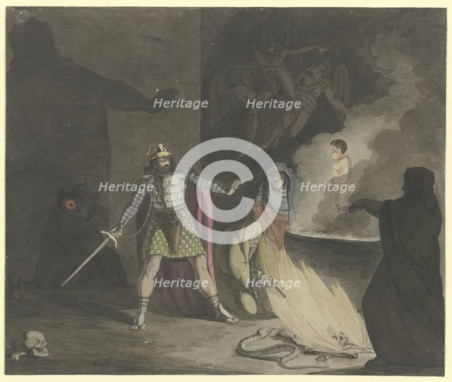 The three witches conjure up a bloody child before Macbeth, c1807-1808. Creator: Franz Pforr.