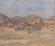 The threshing floor at Cività d'Antino; La battitura del grano a Cività d'Antino, 1920. Creator: Karl Schou