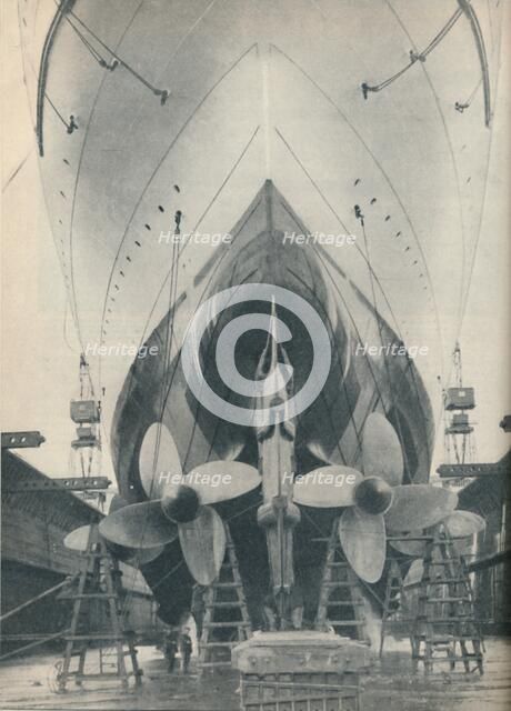 'The Thrust of the Modern Liner's Mighty Engines', 1936. Artist: Unknown.