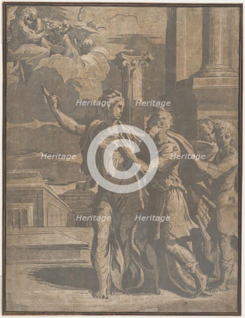 The Tiburtine Sibyl showing Emperor Augustus the Virgin and Christ Child, ca. 1530-40., ca. 1530-40. Creator: Anon.