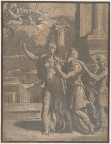 The Tiburtine Sibyl showing Emperor Augustus the Virgin and Christ Child, ca. 1530-40., ca. 1530-40. Creator: Anon