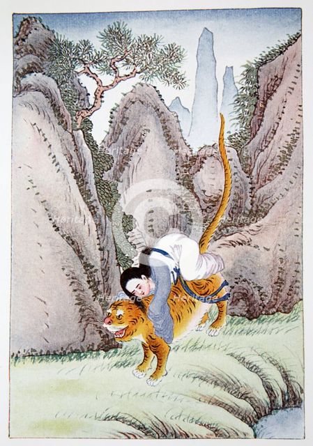 'The Tiger Carries off Miao Shan', 1922.  Creator: Unknown.