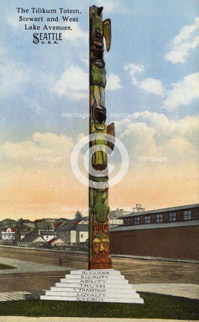 The Tilikum Totem, Seattle, Washington, USA, 1915. Artist: Unknown