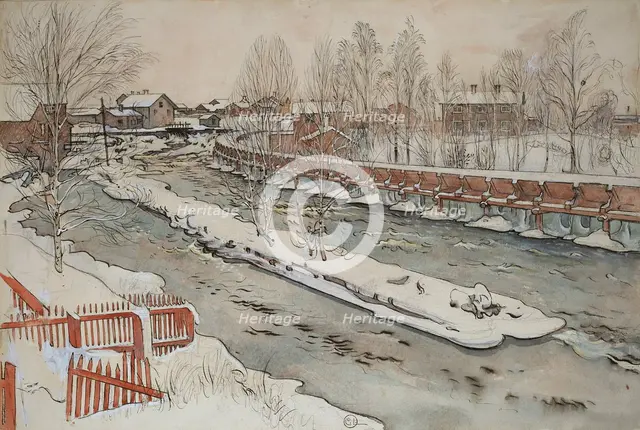 The Timber Chute. Winterscene. From A Home (26 watercolours), c19th century. Creator: Carl Larsson.