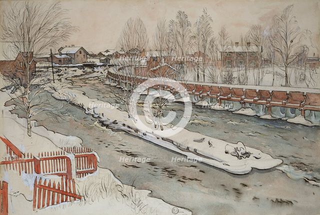 The Timber Chute. Winterscene. From A Home (26 watercolours), c19th century. Creator: Carl Larsson.