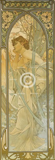 The Times of the Day: Evening dream. Artist: Mucha, Alfons Marie (1860-1939)