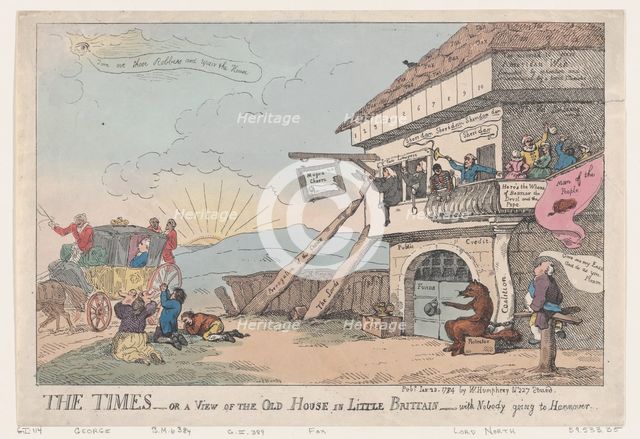 The Times - Or A View Of The Old House In Little Brittain - With Nobody Going ..., January 23, 1784. Creator: Thomas Rowlandson.