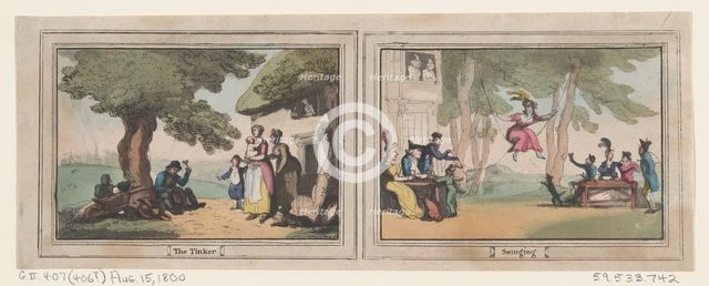 The Tinker and Swinging, August 15, 1800., August 15, 1800. Creator: Thomas Rowlandson.
