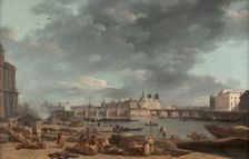 The tip of the Ile de la Cite, seen from Port Saint-Nicolas, c1780. Creator: Alexandre Jean Noel