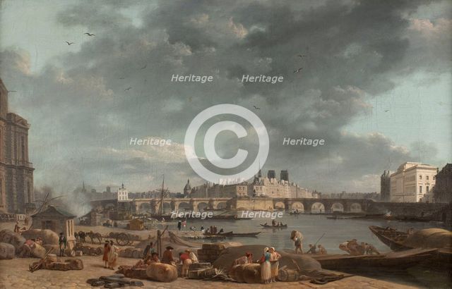 The tip of the Ile de la Cite, seen from Port Saint-Nicolas, c1780. Creator: Alexandre Jean Noel.