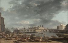 The tip of the Ile de la Cite, seen from Port Saint-Nicolas, c1780. Creator: Alexandre Jean Noel