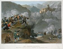 The Tirolese Patriots Storming the Fortress of Kuffstein with their wooden Guns, 1816. Artist: John Heaviside Clark