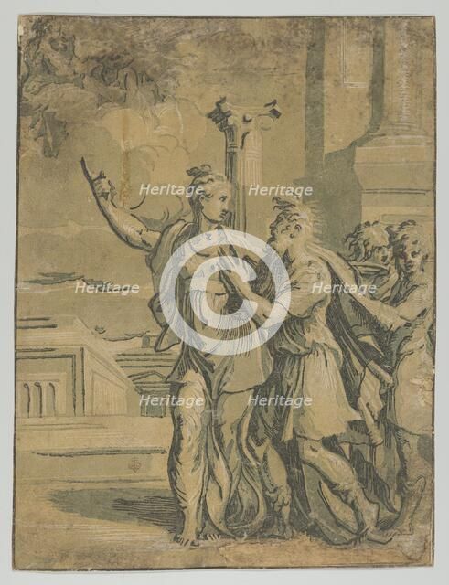 The Tirburtine Sibyl telling the Emperor Augustus of the coming in Christ, after Parmig..., 1530-40. Creator: Anon.