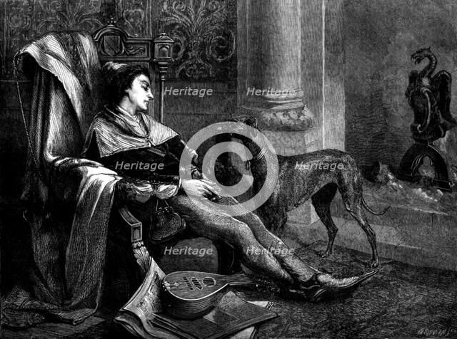 "The Tired Attendant", by F. Huard, in the exhibition of the Society of British Artists, 1873. Creator: Jenkin.