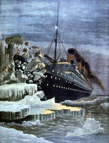 The Titanic colliding with an iceberg, 1912