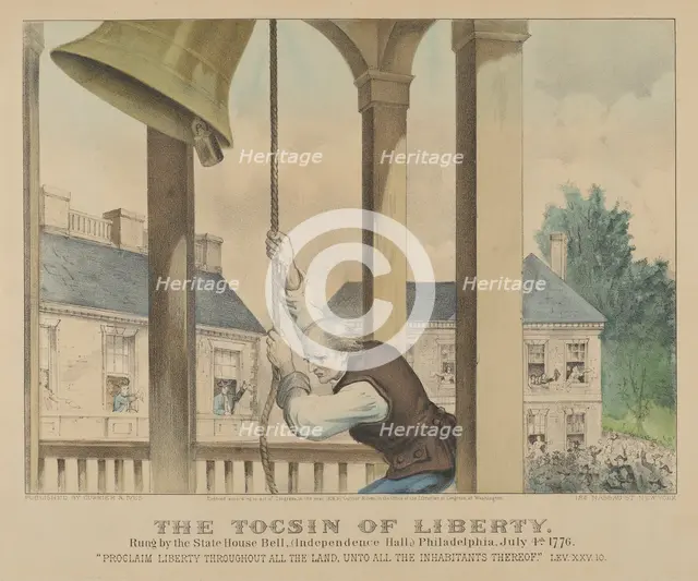 The Tocsin of Liberty-Rung by the State House Bell, (Independence Hall) Philadelphia, July..., 1876. Creators: Nathaniel Currier, James Merritt Ives, Currier and Ives.