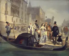 The Tolstoy Family in Venice, 1855. Artist: Carlini, Giulio (1826-1887)