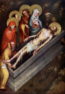 The Tomb of Christ Master of the Trebon Altarpiece, about 1380, (1955). Artist: Master of the Trebon Altarpiece