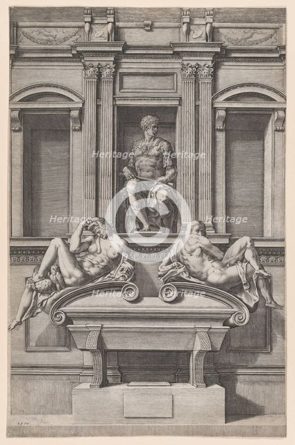 The Tomb of Giuliano de' Medici from The Tombs of the Medici, 1570. Creator: Cornelis Cort.