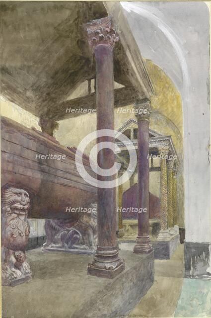 The Tomb of Frederick II in the Cathedral of Palermo, 23 - 30 April 1874. Artist: John Ruskin.