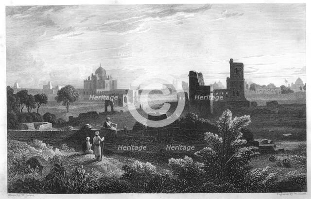 The tomb of Humaioon, Delhi, India, c1860.Artist: W Miller