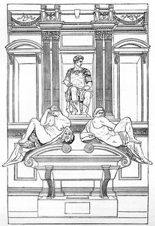 The tomb of Julian de Medici in the new vestry of San Lorenzo Basilica, Florence, 1882
