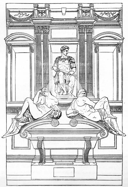The tomb of Julian de' Medici in the new vestry of San Lorenzo Basilica, Florence, 1882. Artist: Unknown