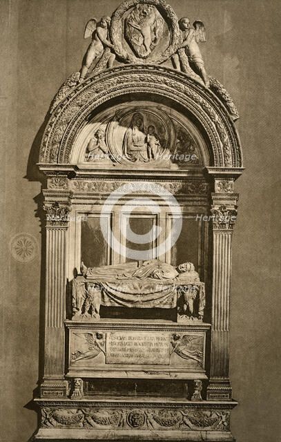 The tomb of Leonardo Bruni (c1369-1444), Basilica of Santa Croce, Florence, 1882. Artist: Unknown
