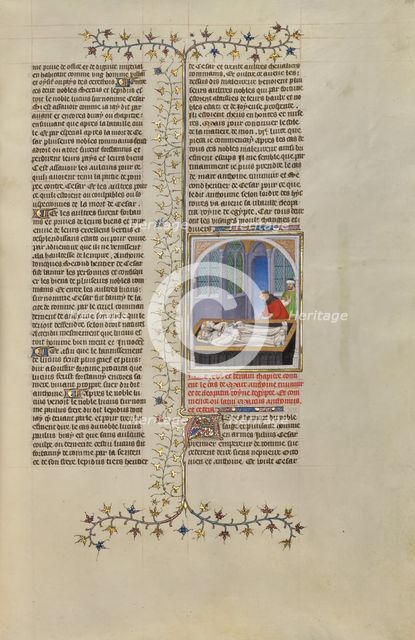 The Tomb of Marc Antony and Cleopatra; Des cas des nobles hommes et femmes, about 1413-1415. Creators: Boucicaut Master, Workshop of the Boucicaut Master.