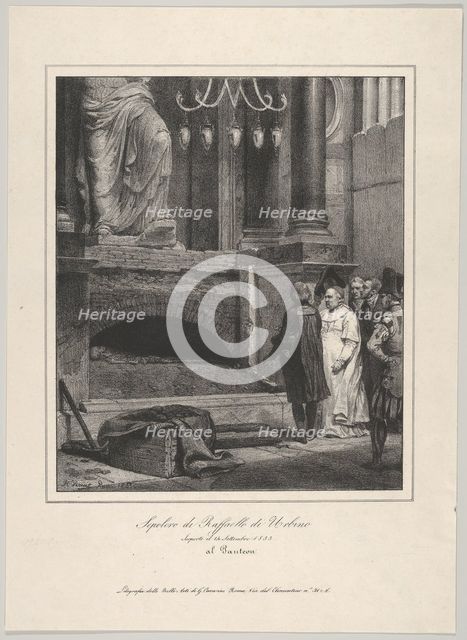 The Tomb of Raphael, Opened September 14, 1833, Pantheon, Rome, 1833. Creator: Émile Jean-Horace Vernet.