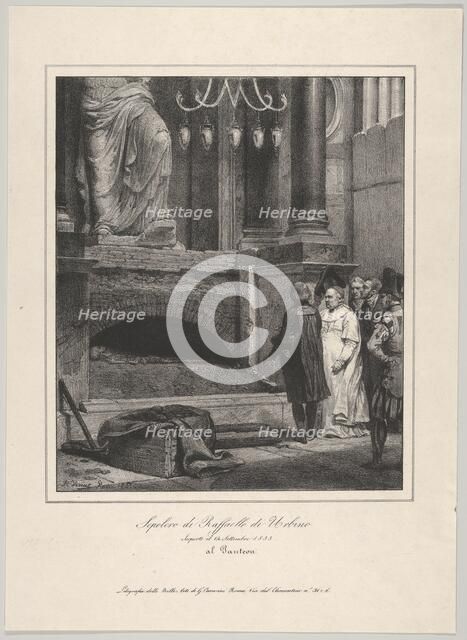 The Tomb of Raphael, Opened September 14, 1833, Pantheon, Rome, 1833. Creator: Émile Jean-Horace Vernet.