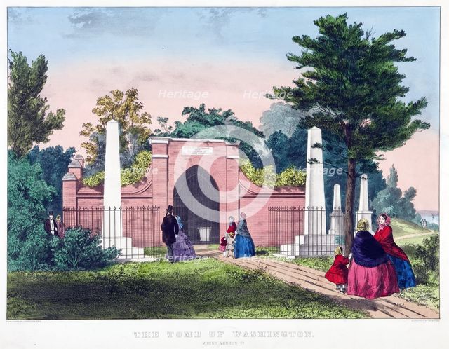 The Tomb of Washington, Mount Vernon, Va., pub. c1857 (colour lithograph). Creator: American School (19th Century).