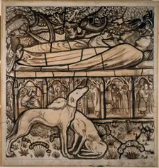The Tomb of Tristram and Iseult, 1862. Creator: Sir Edward Coley Burne-Jones